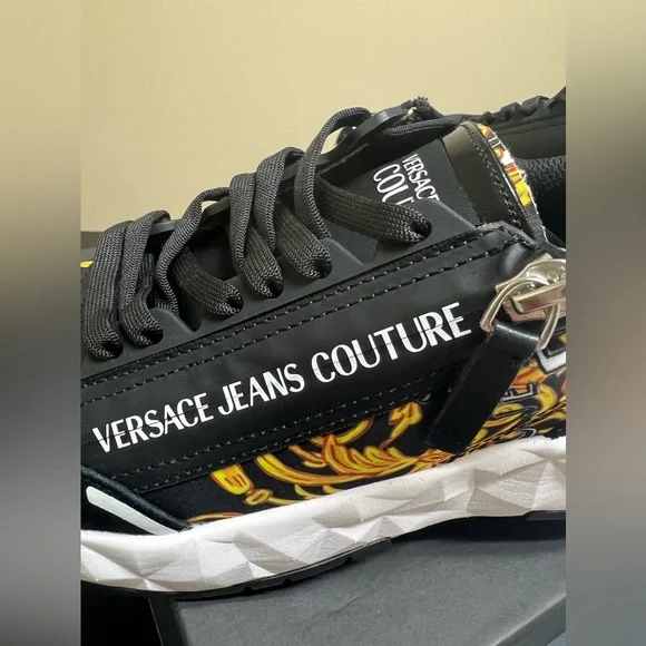 Versace Jeans Couture- Mens Atom Baroque logo zip sneakers
